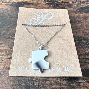 Plunder Silver OR Gold Puzzle Piece Pendant Necklace